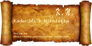 Kaderják Nikoletta névjegykártya